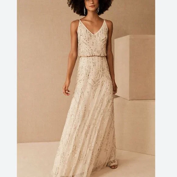 chinese dress ladies Amalfi Gown Silver Beaded Sheer Long Evening Dress main image 1